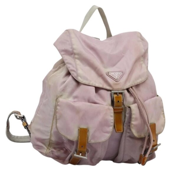 PRADA Backpack Nylon Pink Silver Auth MY315 - Picture 1 of 15